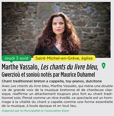 Le Circuit des Chapelles, édition 2017 - Marthe Vassalo,  Les chants du livre bleu