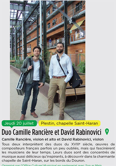 Le Circuit des Chapelles, édition 2017 - Duo Camille Rancière et David Rabinovici